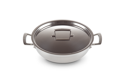 3-ply Stainless Steel Shallow Casserole with Lid