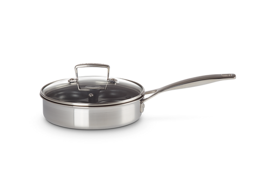 3-ply Stainless Steel Uncoated Saute Pan with Poaching Insert