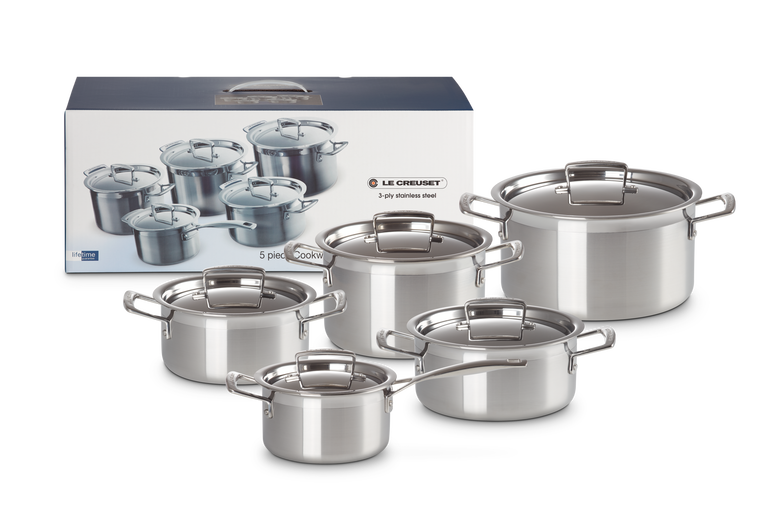 3-ply Stainless Steel 5-piece Cookware Set