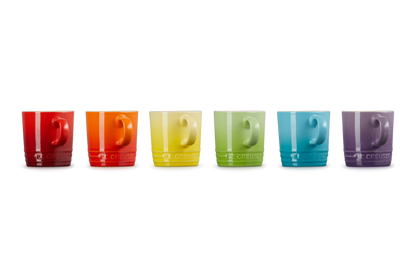 Stoneware Rainbow Set of 6 Espresso Mugs