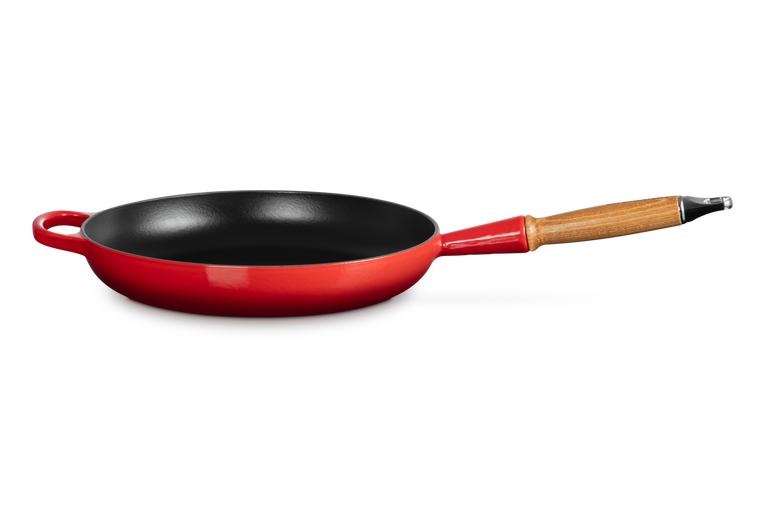 Cast Iron Frying Pan with Wooden Handle