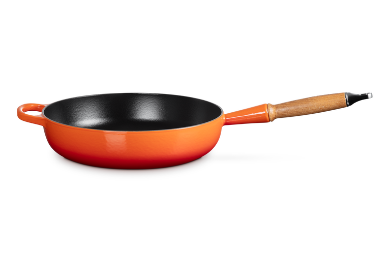 Cast Iron Saute Pan with Wooden Handle 28CM