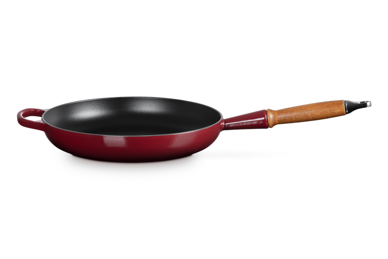 Cast Iron Frying Pan with Wooden Handle