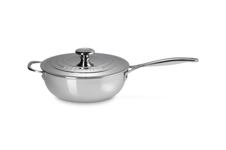Signature Stainless Steel Non-Stick Chef's Pan with Lid and Helper Handle