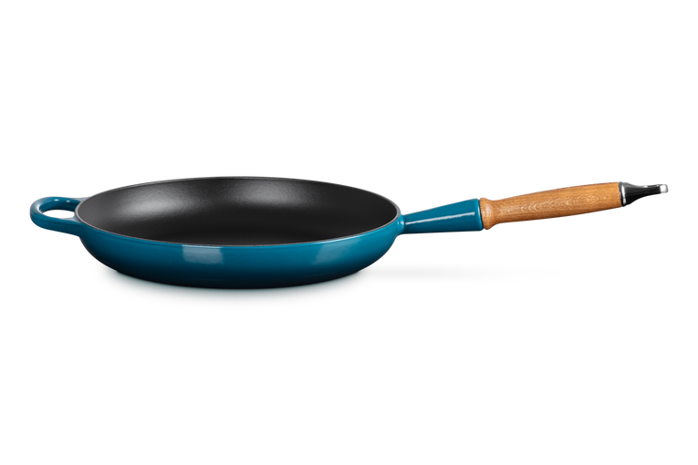 Cast Iron Frying Pan with Wooden Handle