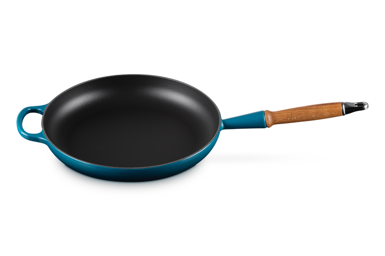 Cast Iron Frying Pan with Wooden Handle