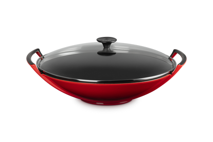 Cast Iron Wok with Glass Lid