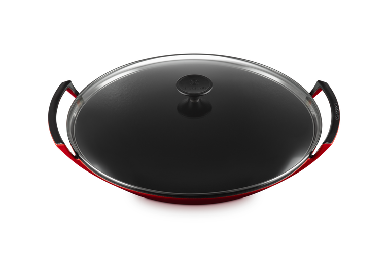 Cast Iron Wok with Glass Lid