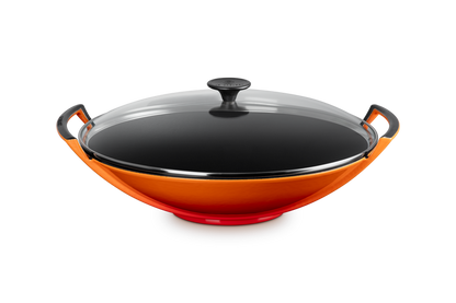 Cast Iron Wok with Glass Lid