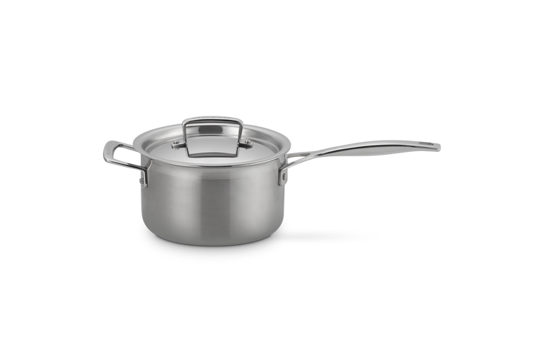 3-ply Stainless Steel Saucepan with Lid and Helper Handle