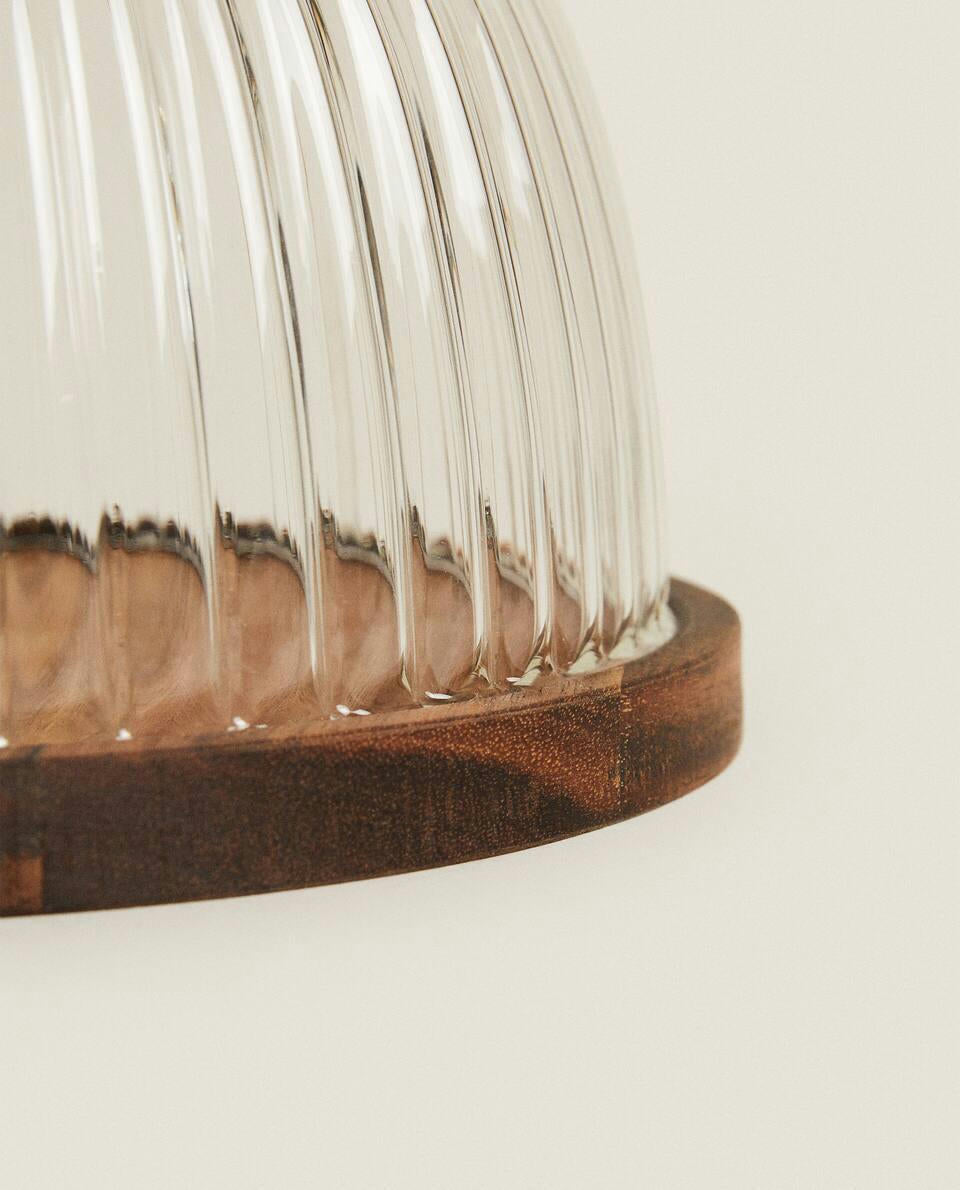 PIATTO PER TORTA IN LEGNO E VETRO 