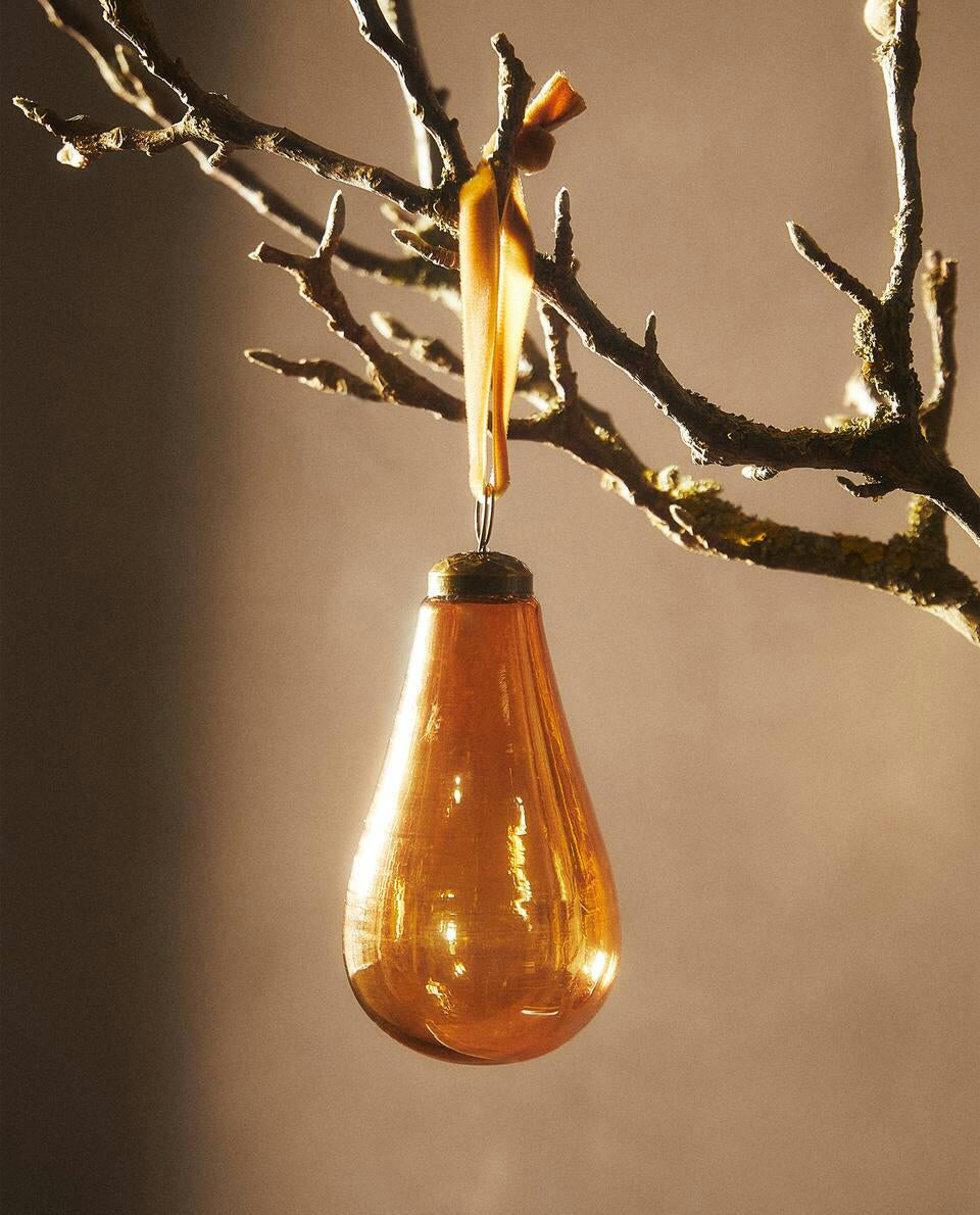 DECORACIÓN NAVIDEÑA DE PERA DE CRISTAL 