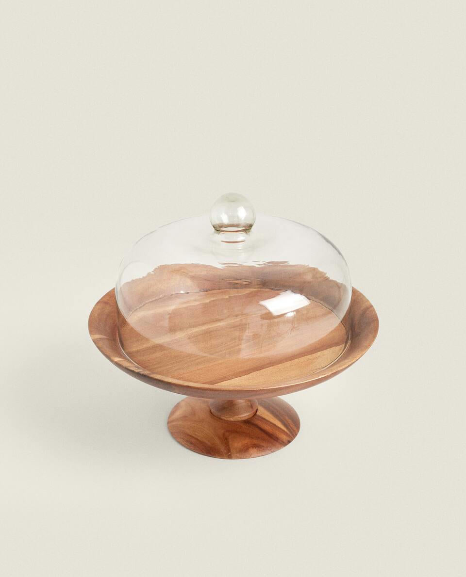 WOODEN CAKE DISH