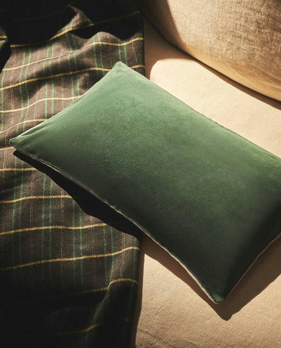 FUNDA DE COJÍN DE LINO Y TERCIOPELO 