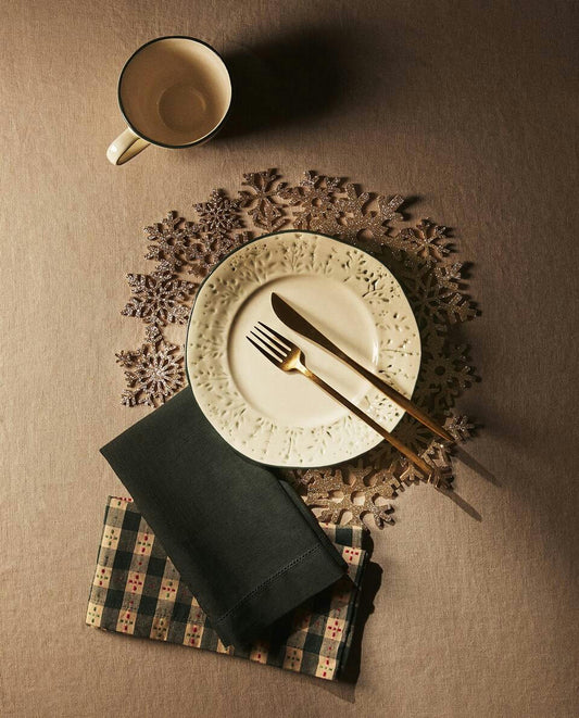 MANTELETE INDIVIDUAL DE COPOS DE NIEVE NAVIDEÑOS BRILLANTES 