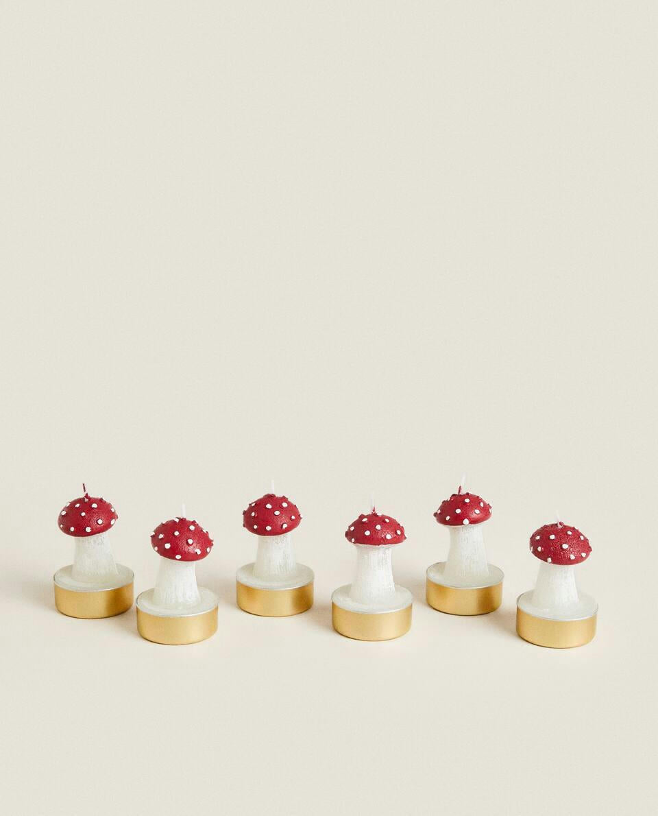 CONFEZIONE DI CANDELE NATALIZIE A FUNGO (CONFEZIONE DA 6) 