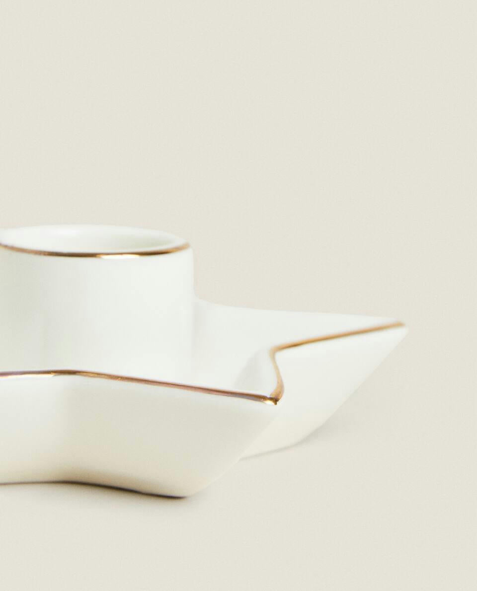 Candelabro mediano de estrella navideña con borde 