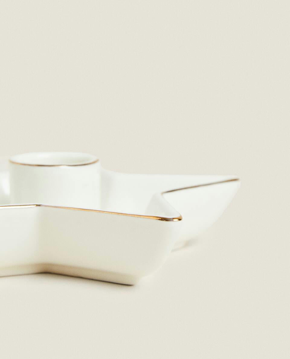 Candelabro grande de estrella navideña con borde 