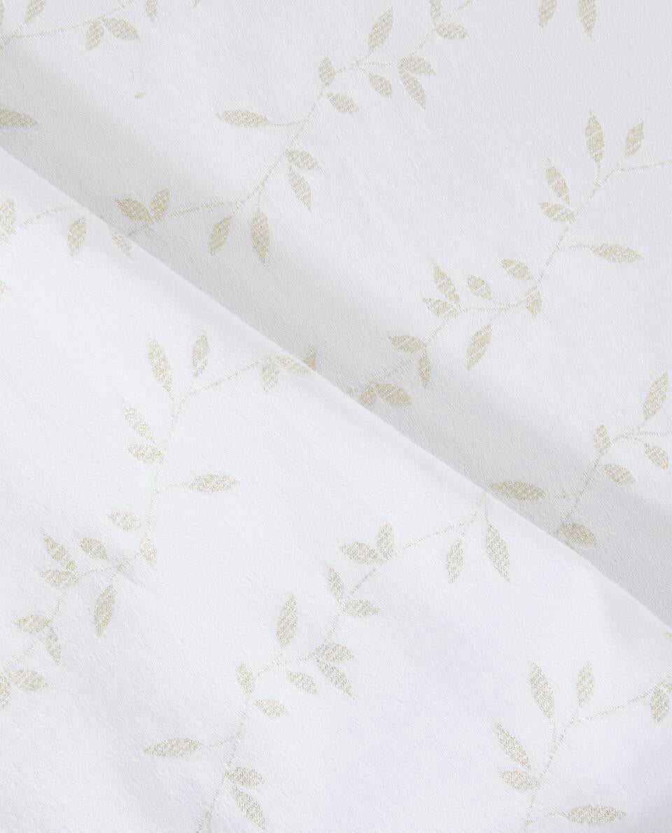 MANTEL DE ALGODÓN CON HOJAS NAVIDEÑAS BRILLANTES 