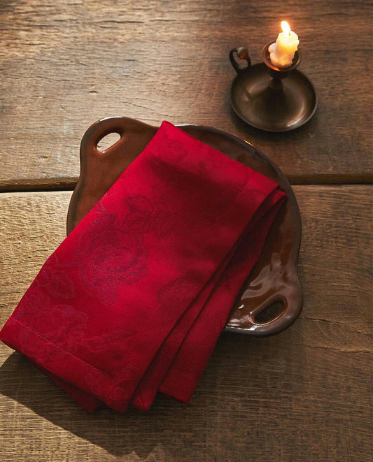 PAQUETE DE SERVILLETAS JACQUARD FLORALES NAVIDEÑAS (PAQUETE DE 2) 