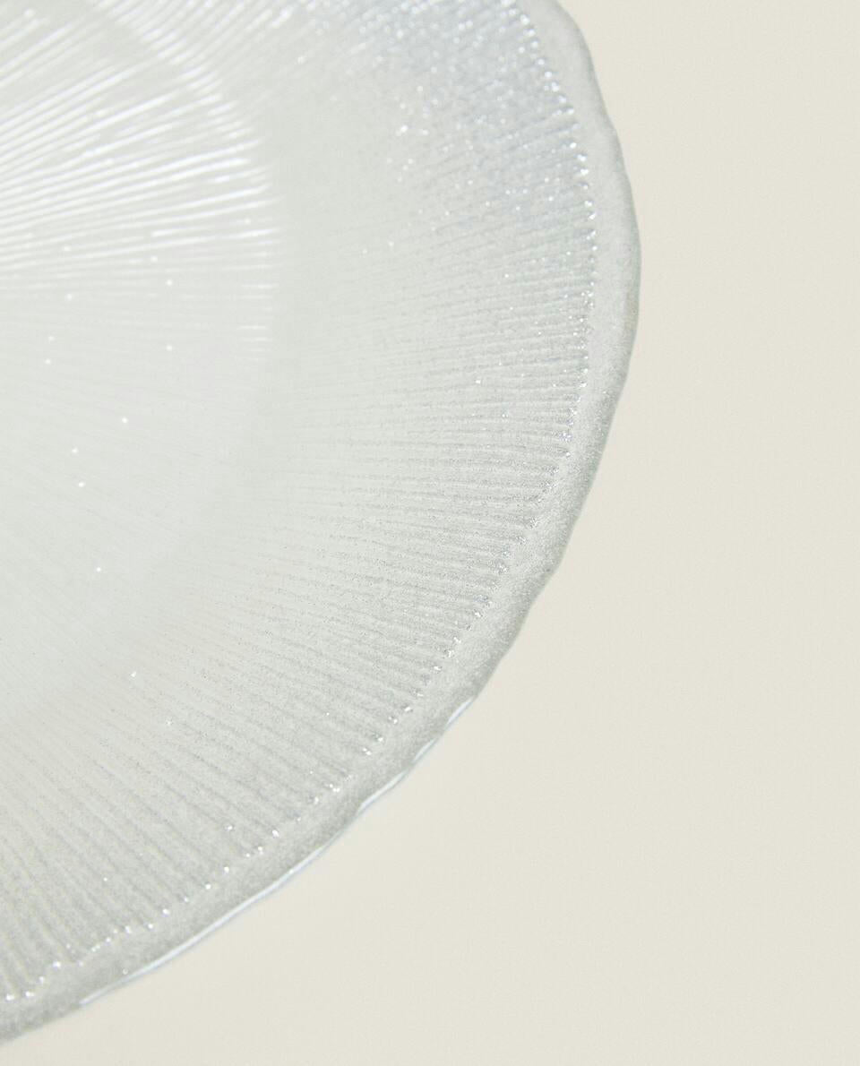 PLATO DE SERVICIO DE VIDRIO CON BRILLO NAVIDEÑO 