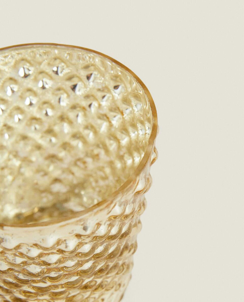 CHRISTMAS MERCURISED GLASS TEALIGHT HOLDER