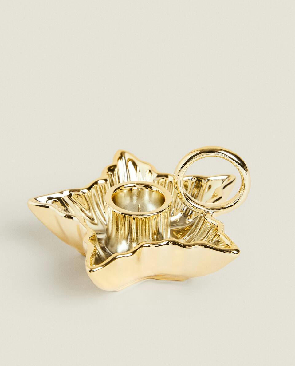 PORTACANDELE A STELLA DI NATALE CON BORDO 