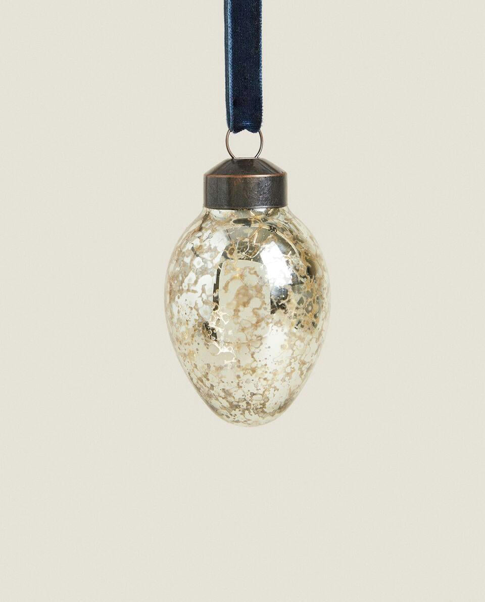 DECORACIÓN NAVIDEÑA OVALADA DE VIDRIO BRILLANTE 