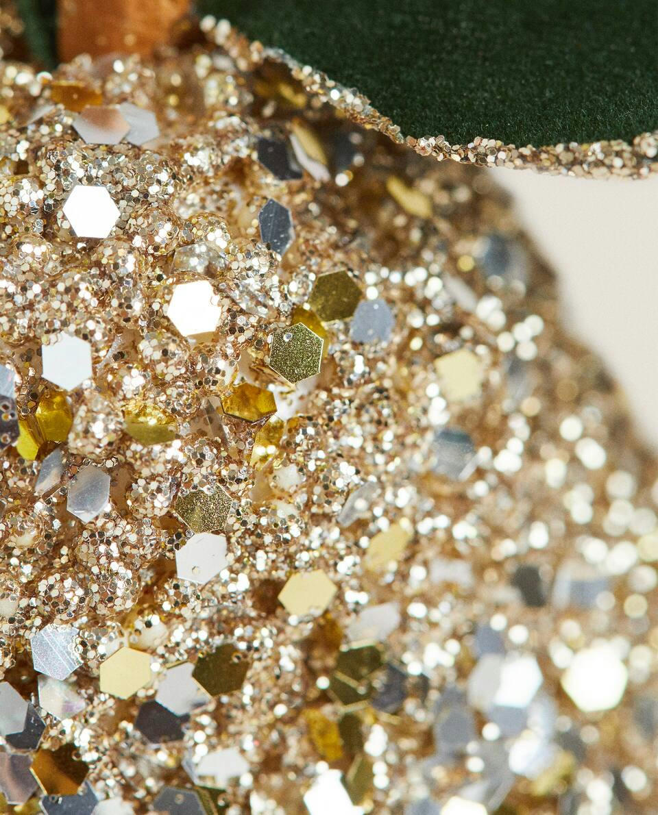 DECORAZIONE NATALIZIO A FORMA DI PERA GLITTERATA 