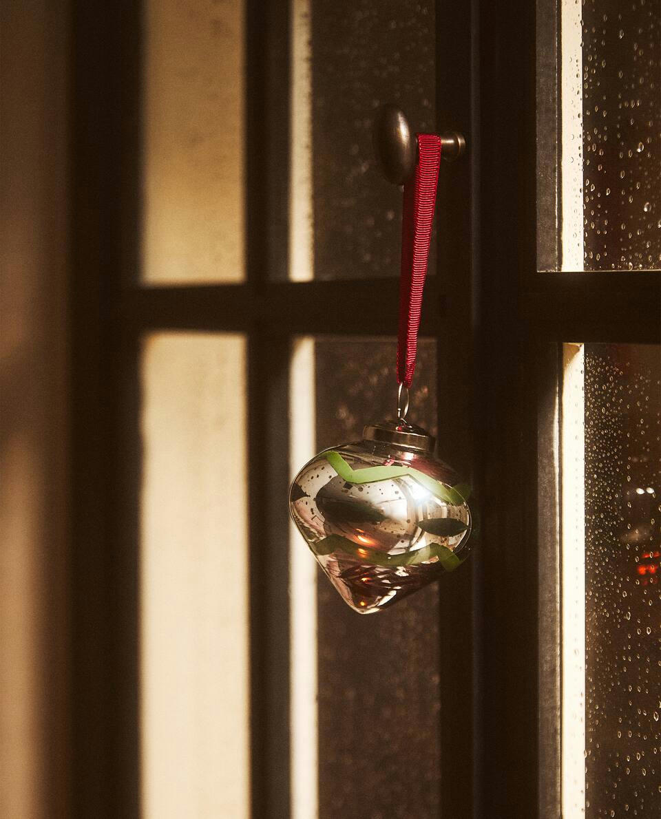 Decorazione natalizia a forma di trottola in vetro mercurizzato 