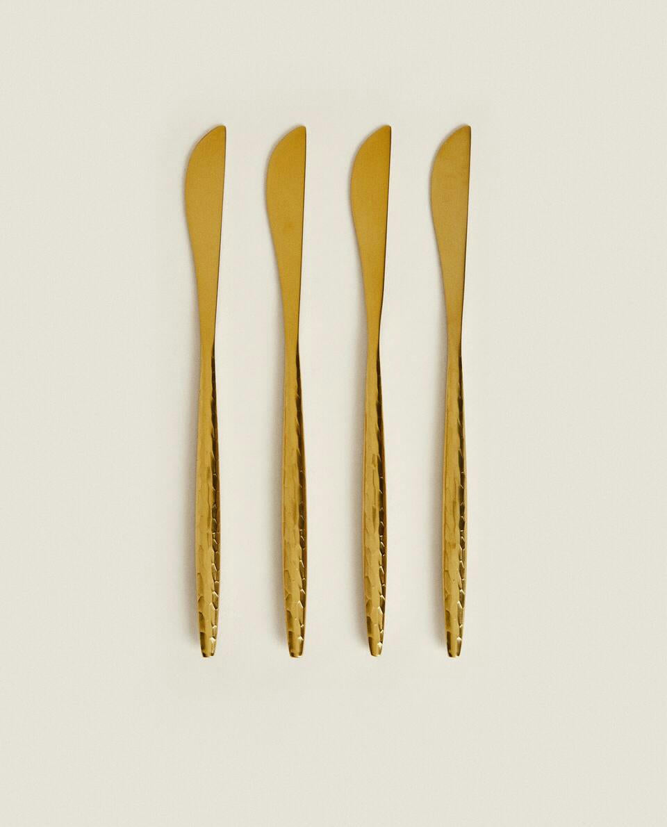 SCATOLA DA 4 COLTELLI CON MANICO MARTELLATO 