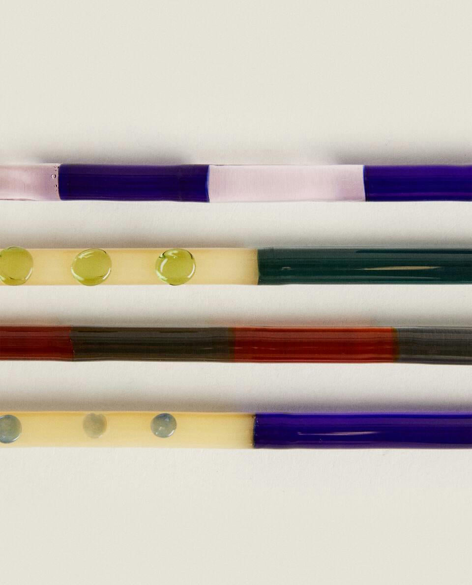 PAQUETE DE CUCHARAS DE POSTRE DE VIDRIO DE BOROSILICATO (PAQUETE DE 4) 