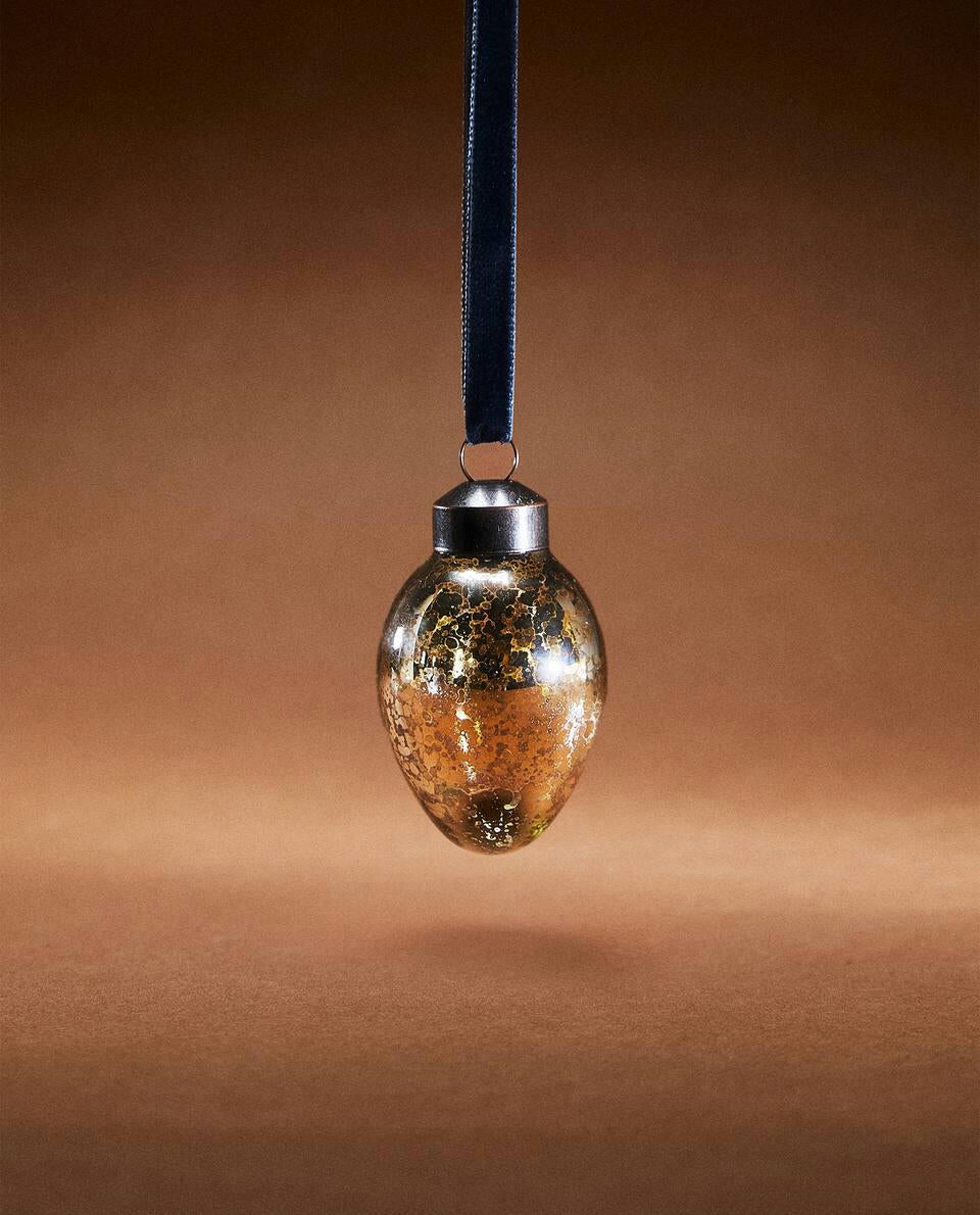 DECORACIÓN NAVIDEÑA OVALADA DE VIDRIO BRILLANTE 