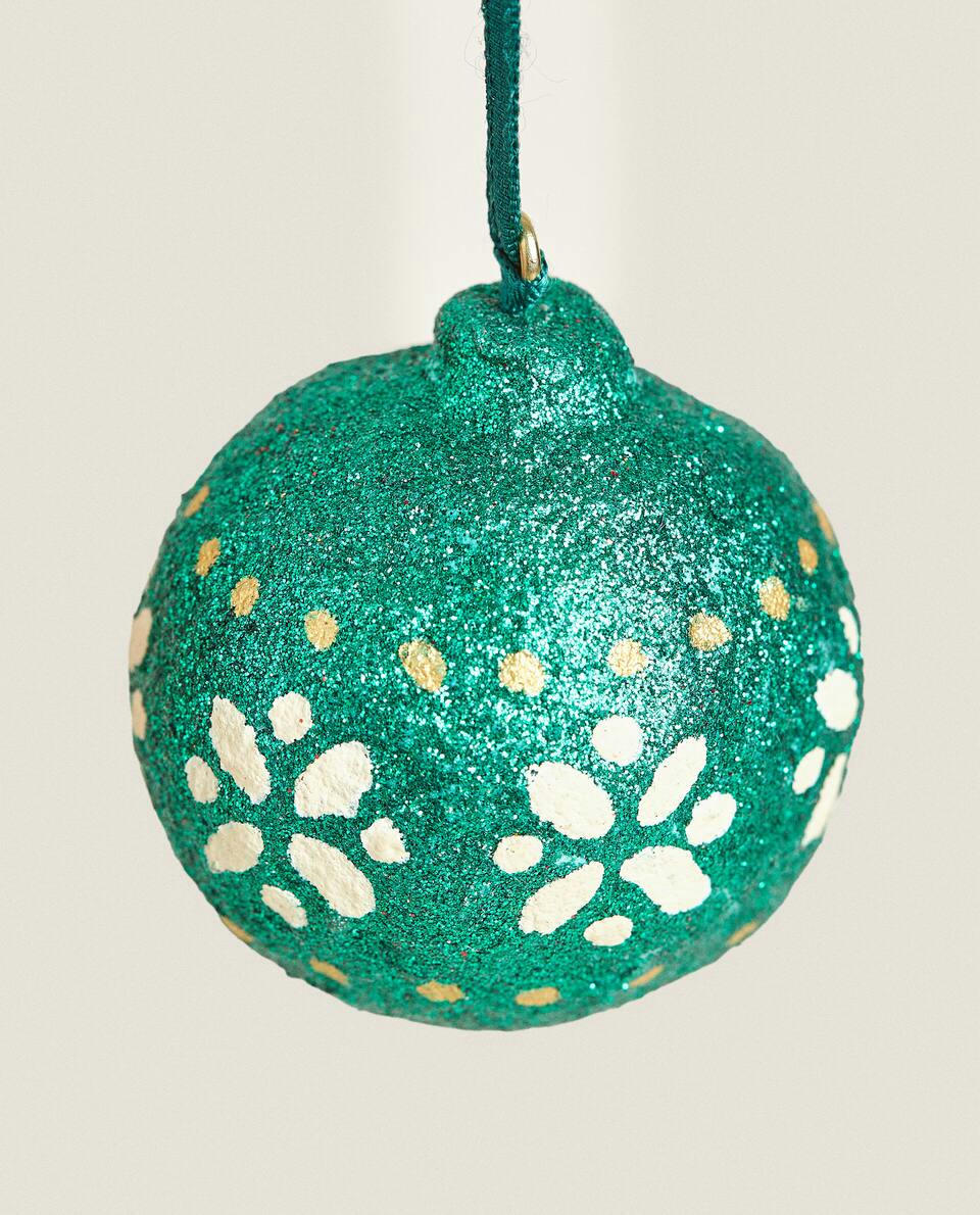 CONFEZIONE DI DECORAZIONI NATALIZIE CON PALLINE GLITTERATE (CONFEZIONE DA 2) 