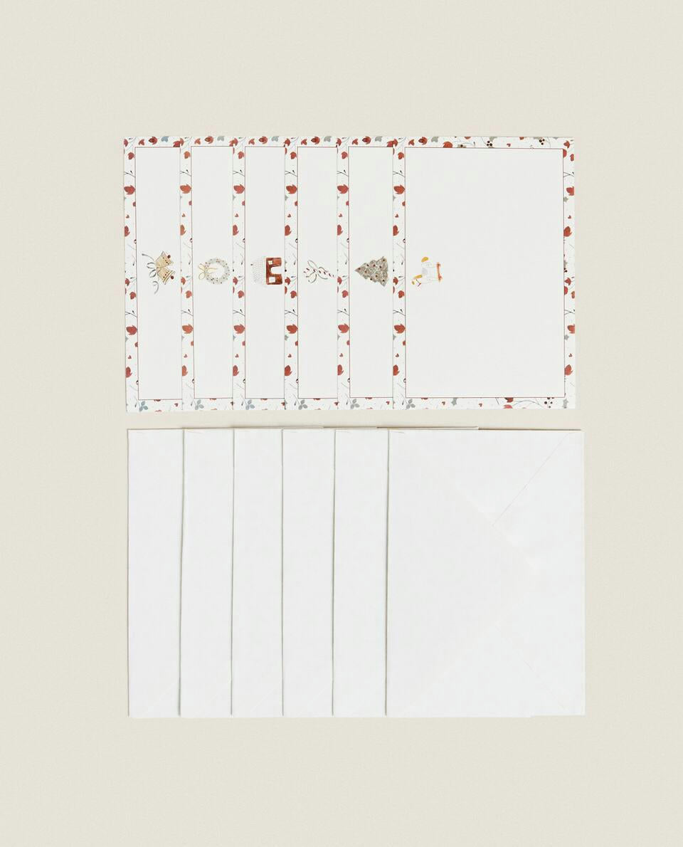 CONFEZIONE DI CARTOLINE PER BAMBINI CON CONIGLIETTO DI NATALE (CONFEZIONE DA 6) 