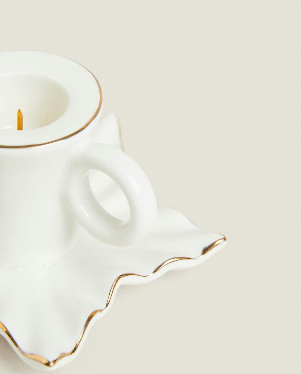 PORTACANDELE A FOGLIA DI NATALE CON BORDO 