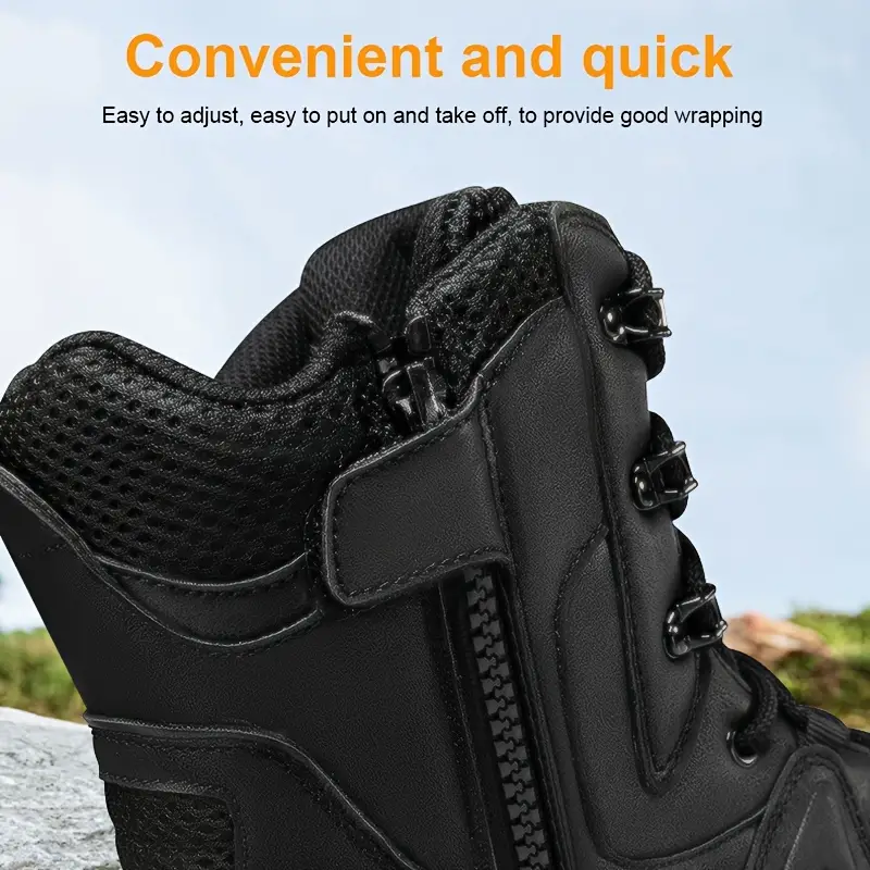 (Limited Time Discount 49% off)Men's Waterproof Ankle Support Tactical Boots Military Anti-Puncture Wide Toe Box Hiking Boots
