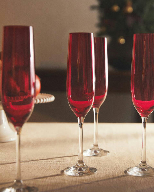 COPA FLAUTA DE COLOR CRISTALINO NAVIDEÑO 