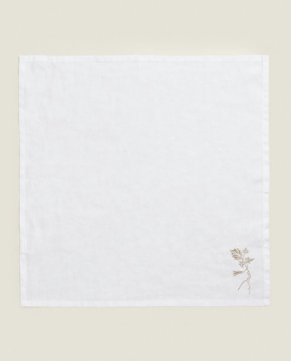 PAQUETE DE SERVILLETAS NAVIDEÑAS DE LINO BORDADAS (PAQUETE DE 2) 