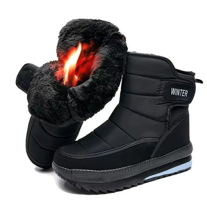 (Limited Time Sale 70%off)Men's Thick Warm Orthopedic Support Wide Toe Snow Boots Non-slip Waterproof Anti-skid Fur Lined Winter Boots