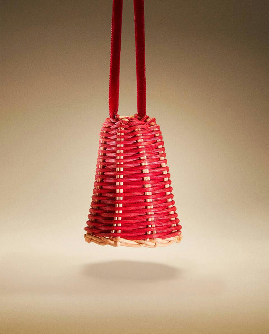 DECORACIÓN DE CAMPANA DE RATÁN NAVIDEÑA 