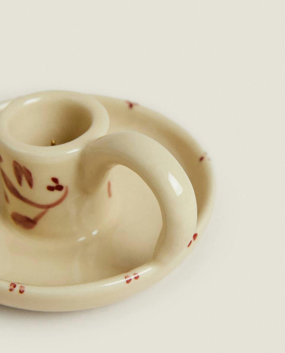 CANDELABRO NAVIDEÑO DE CERÁMICA PINTADA 