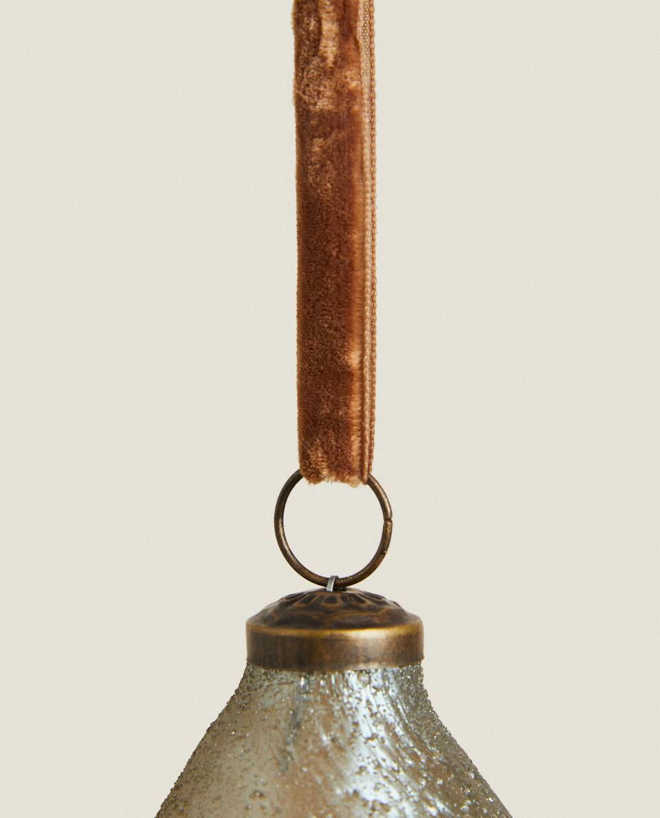 MERCURISED GLASS CHRISTMAS PEAR DECORATION