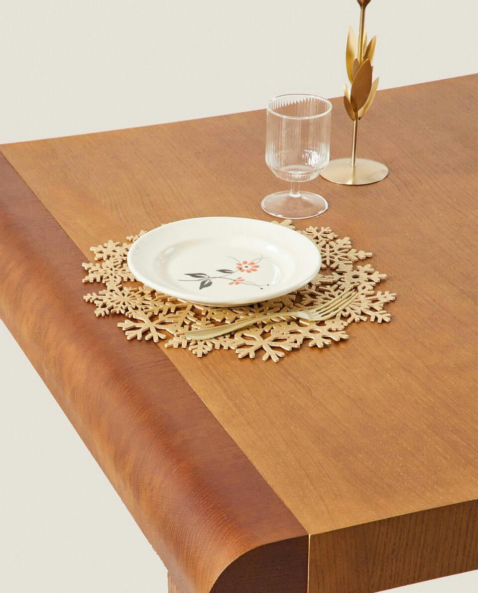 TOVAGLIETTA NATALIZIO CON FIOCCO DI NEVE GLITTERATO 