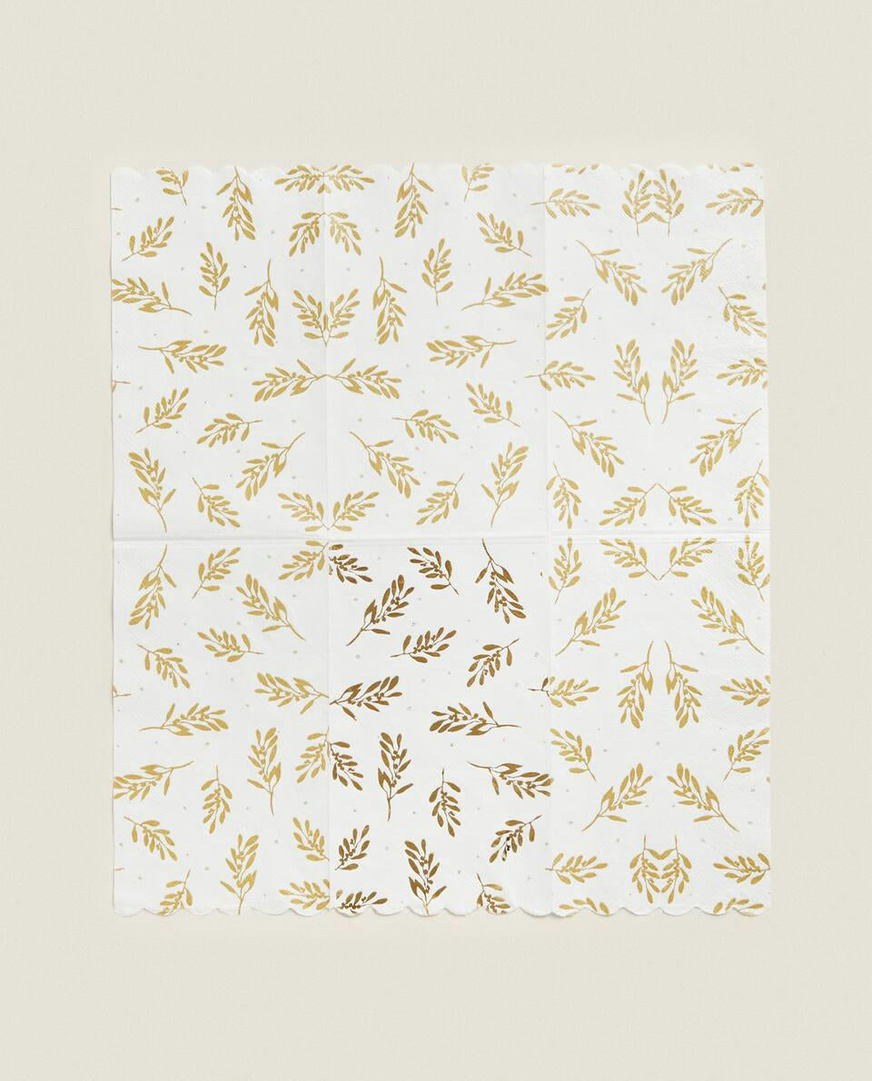 TOVAGLIOLI DI CARTA CON RAMI DI NATALE (CONFEZIONE DA 30) 