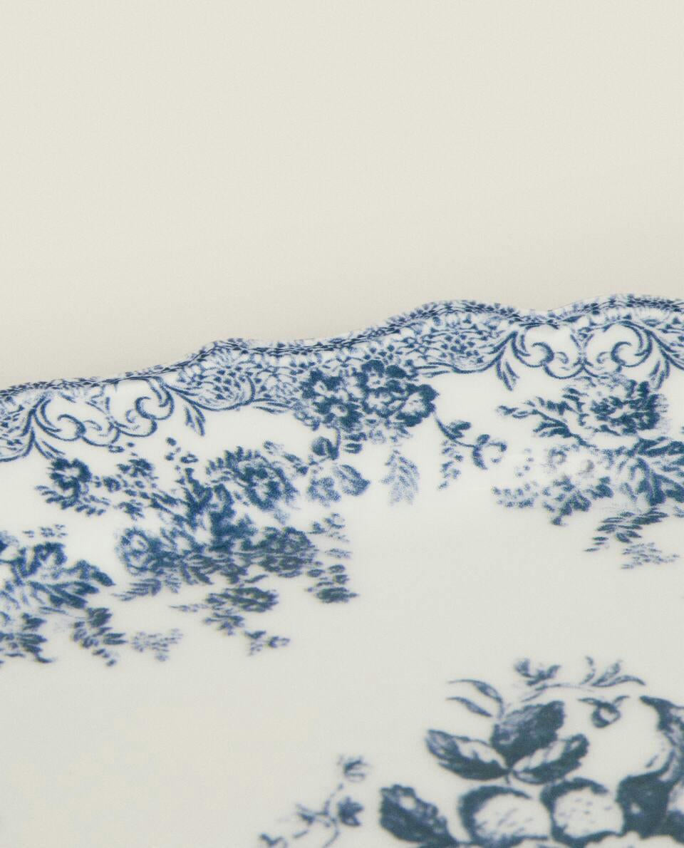 PLATO DE SERVIR DE LOZA FLORAL 