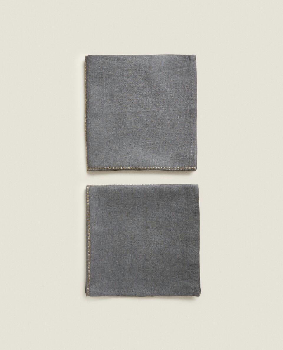 CONFEZIONE DI TOVAGLIOLI DI LINO CON CATENA NATALIZIA (CONFEZIONE DA 2) 