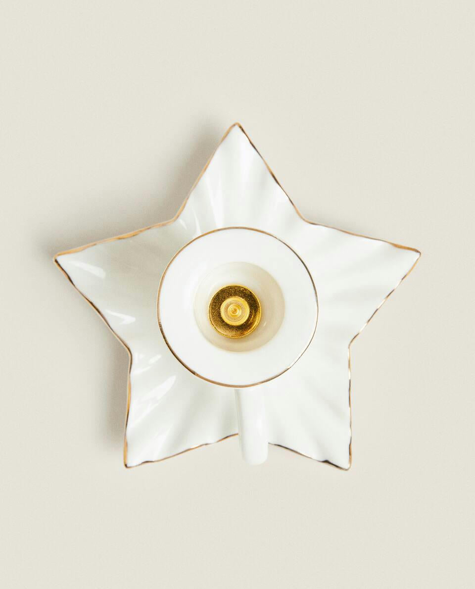 PORTACANDELE A FOGLIA DI NATALE CON BORDO 