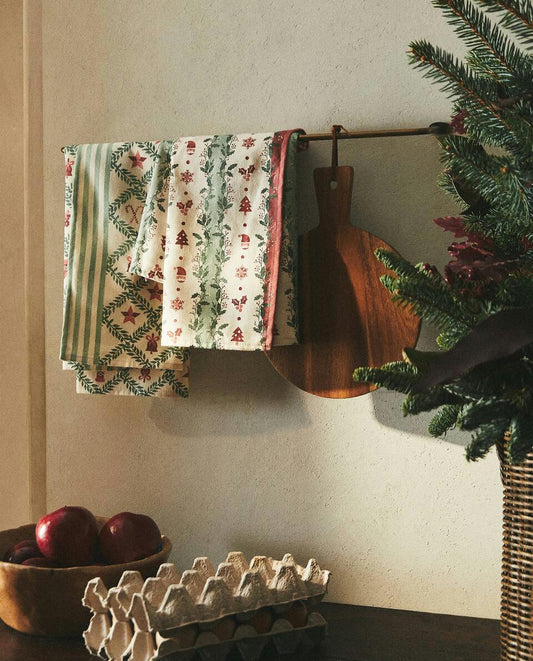 CONFEZIONE DI Strofinacci natalizi in cotone (confezione da 2) 