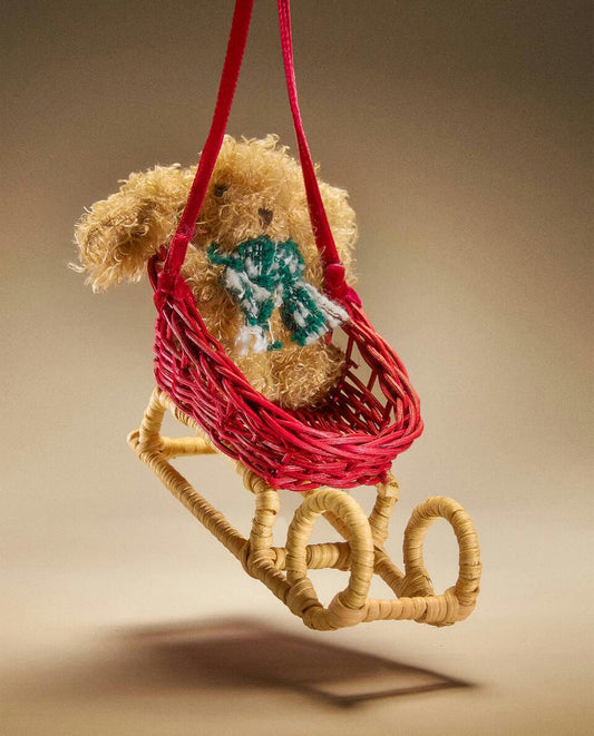 DECORACIÓN DE TRINEO NAVIDEÑO DE RATÁN 